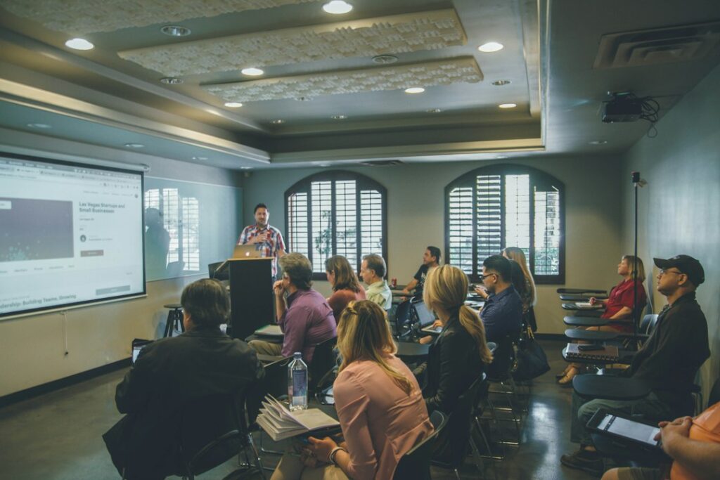 Adults taking part in a professional training session